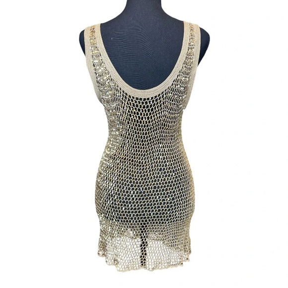 Gold sequin crochet tank top tunic size S/M - Picture 5 of 7